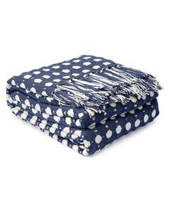 Купить Покрывало из хлопка polka dots темно-синего цвета из коллекции essential, 180х250 см в Астане и по всему Казахстану.Покрывало из хлопка polka dots темно-синего цвета из коллекции essential, 180х250 см