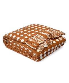 Купить Покрывало из хлопка polka dots карамельного цвета из коллекции essential, 180х250 см в Астане и по всему Казахстану.Покрывало из хлопка polka dots карамельного цвета из коллекции essential, 180х250 см