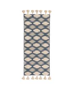 Купить Ковер из хлопка синего цвета argyle из коллекции ethnic, 70х160 см в Астане и по всему Казахстану.Ковер из хлопка синего цвета argyle из коллекции ethnic, 70х160 см