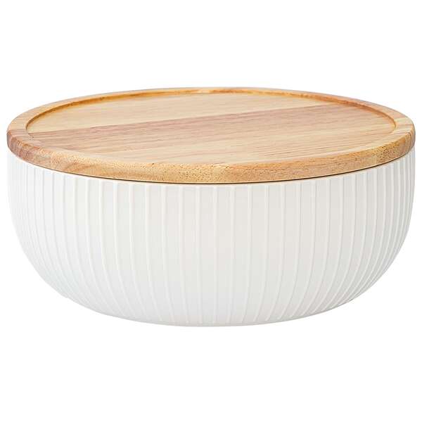 Купить Салатник с крышкой из каучукового дерева soft ripples, dual glazing, D22 см в Астане и по всему Казахстану.Салатник с крышкой из каучукового дерева soft ripples, dual glazing, D22 см