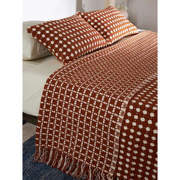 Купить Покрывало из хлопка polka dots карамельного цвета из коллекции essential, 230х250 см в Астане и по всему Казахстану.Покрывало из хлопка polka dots карамельного цвета из коллекции essential, 230х250 см, изображение 5